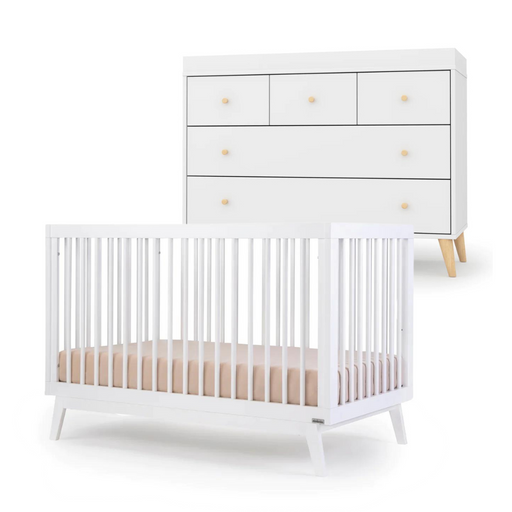 Dadada Soho Crib(White) + Austin Dresser(White/Natural) Bundle