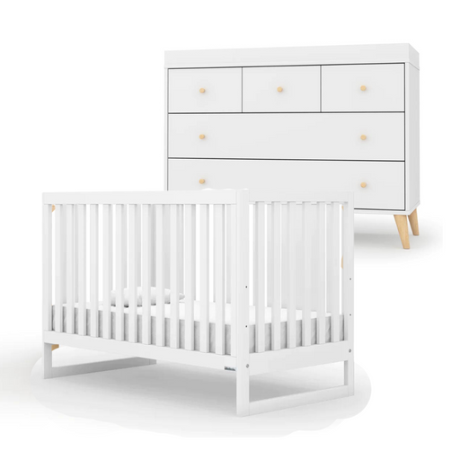 Dadada Austin Crib(White) + Austin Dresser(White/Natural)  Bundle