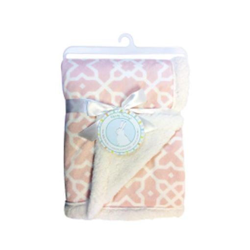 Honey Bunny Reversible Printed Chamois Blanket - Pink B1215