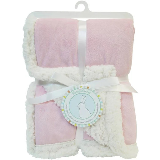 Honey Bunny Reversible Plush Blanket 30"x36" - Pink B1218