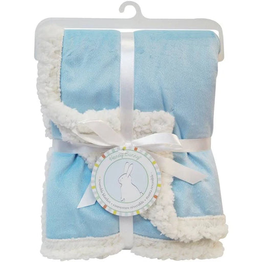 Honey Bunny Reversible Plush Blanket 30"x36" - Blue B1218