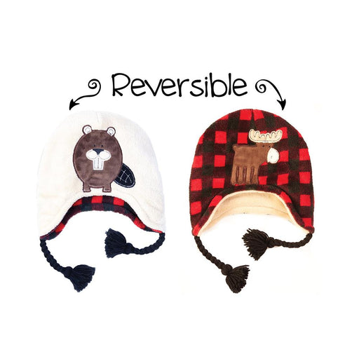 Flapjack Reversible Winter Hats Moose/Beaver Youth