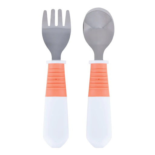Tiny Twinkle Stainless Steel Fork & Spoon Set - Coral