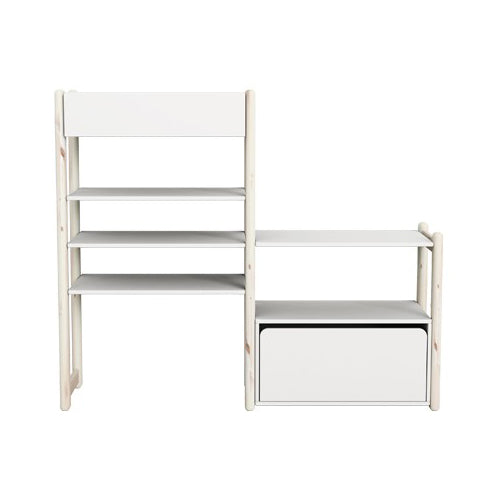 FLEXA SHELFIE Combi1 3 Shelves and Organiser Box Combined with Mini with 1 shelf and Chest White Washed (Markham In store pick-up Only)