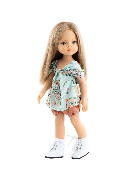 Paola Reina Las Amigas Doll - Roxane - Small Flower Sweater, Peach Shorts and White Boots