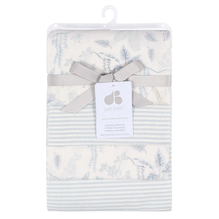 Just Born Flannel Receiving Blankets 4pk - Ivory