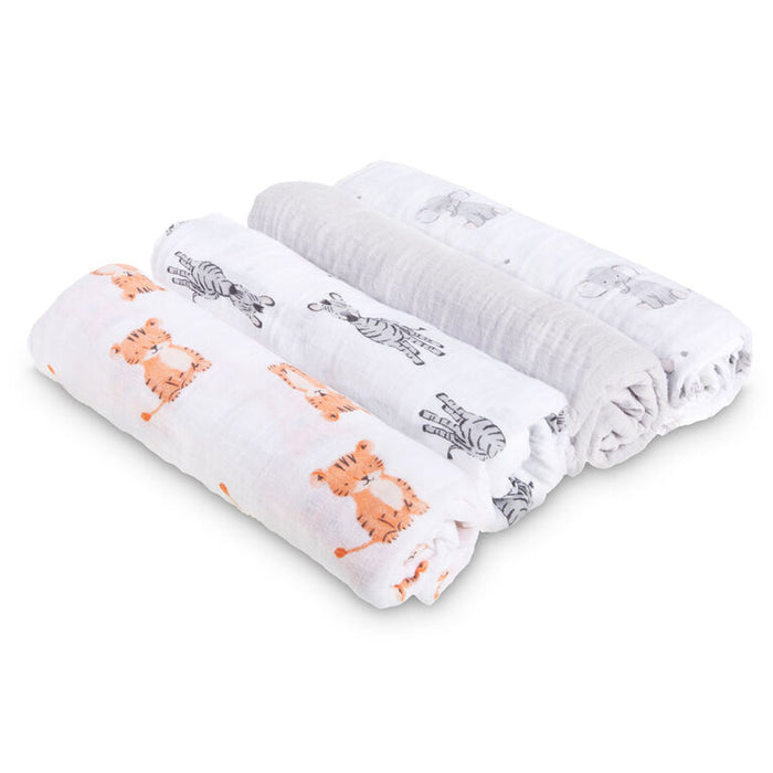 Aden + Anais Safari Babies 4-pack Muslin Swaddles