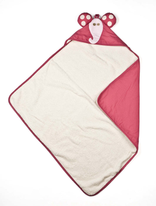 3 Sprouts Hooded Towel - Elephant Pink