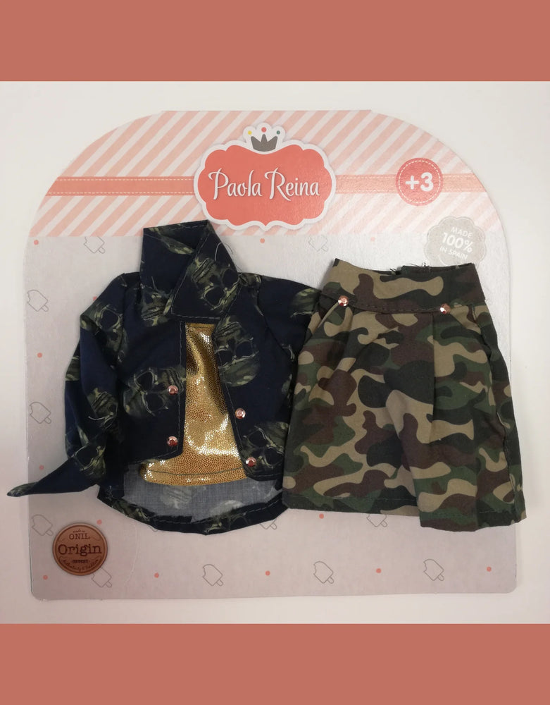 Paola Reina Las Amigas Doll Clothing - Camouglage Skirt & Jacket