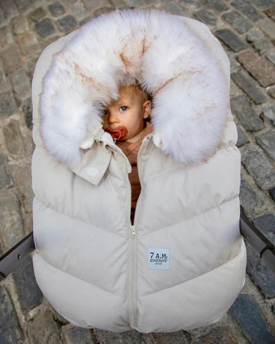 7 AM Enfant Cocoon Tundra - Heather Beige & White Fur