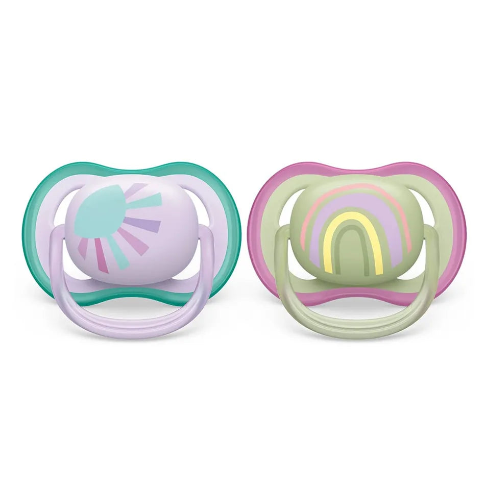 Avent Ultra Air Pacifier 2PK 0-6M - Sun Green Rainbow