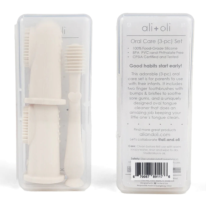 Ali + Oli Baby Finger Toothbrush&Tongue Cleaner - Ivory