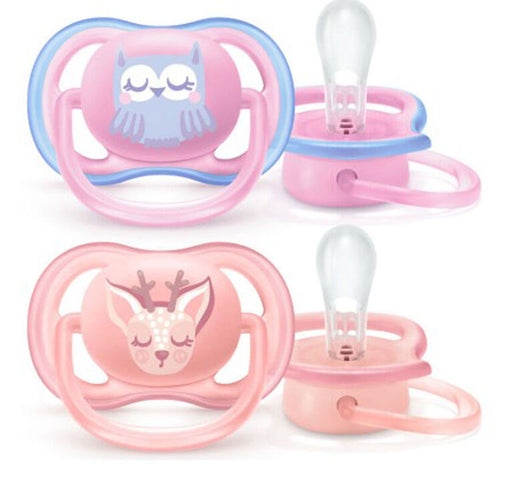 Avent Ultra Air Pacifier 2pk 0-6M - Assorted Animals(Coral/Pink)