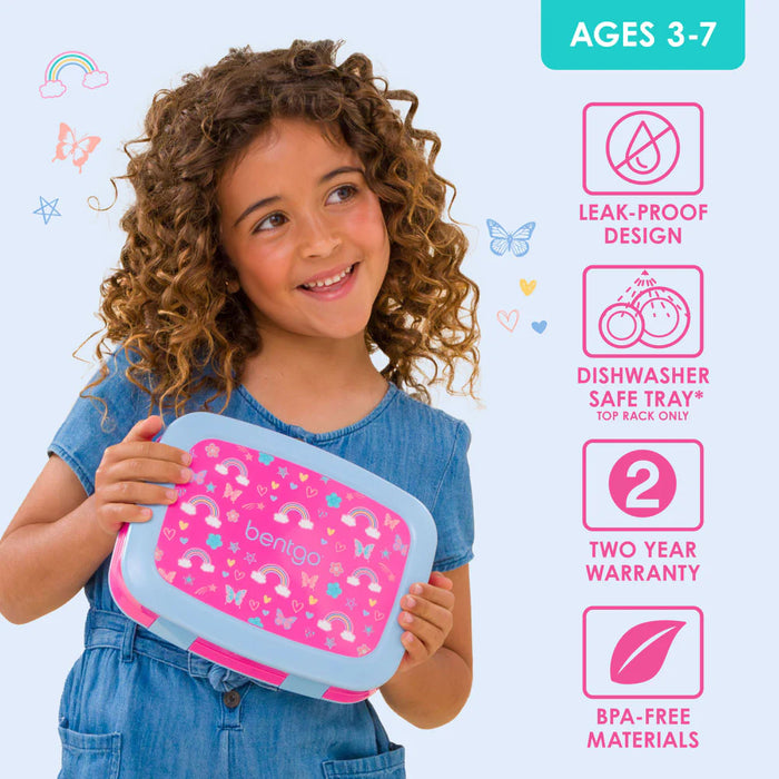 Bentgo Kids Print Lunchbox - Rainbows & Butterflies