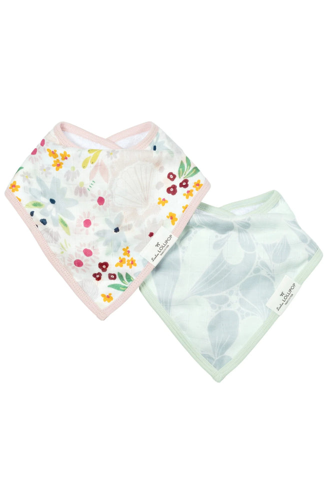 Loulou Lollipop Muslin Bandana Bib Set  - Shell Floral