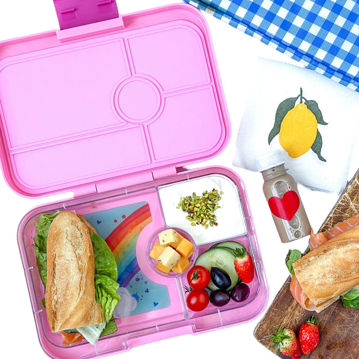 Yumbox Tapas 4 - Capri Pink with Rainbow Tray