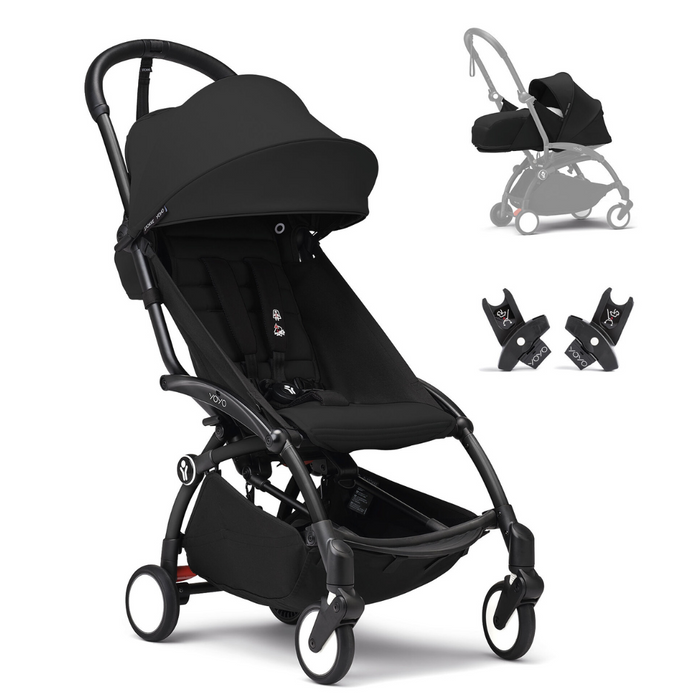 Stokke YOYO3 Stroller Bundle from Newborn to toddler - Black/Black