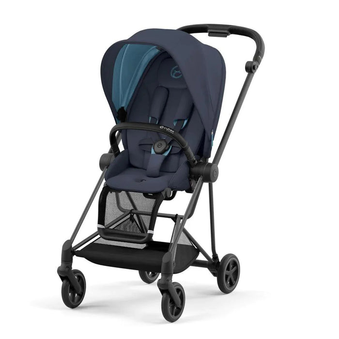 Cybex Mios 3 - Matte Black Frame with Natutical Blue Seat + Carry Cot Bundle