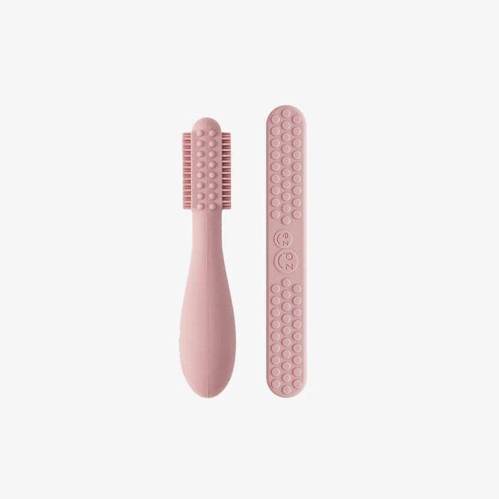 Ezpz Baby-Led Toothbrush+Sensory Tongue Depressor Dual Pack - Blush