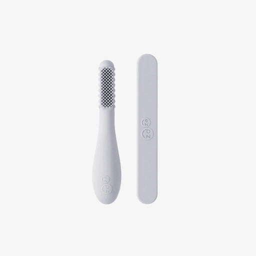 Ezpz Baby-Led Toothbrush+Sensory Tongue Depressor Dual Pack - Pewter