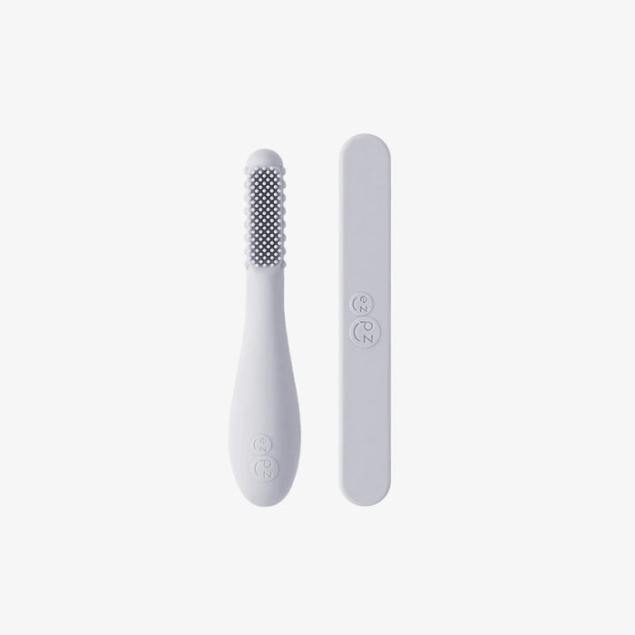 Ezpz Baby-Led Toothbrush+Sensory Tongue Depressor Dual Pack - Pewter