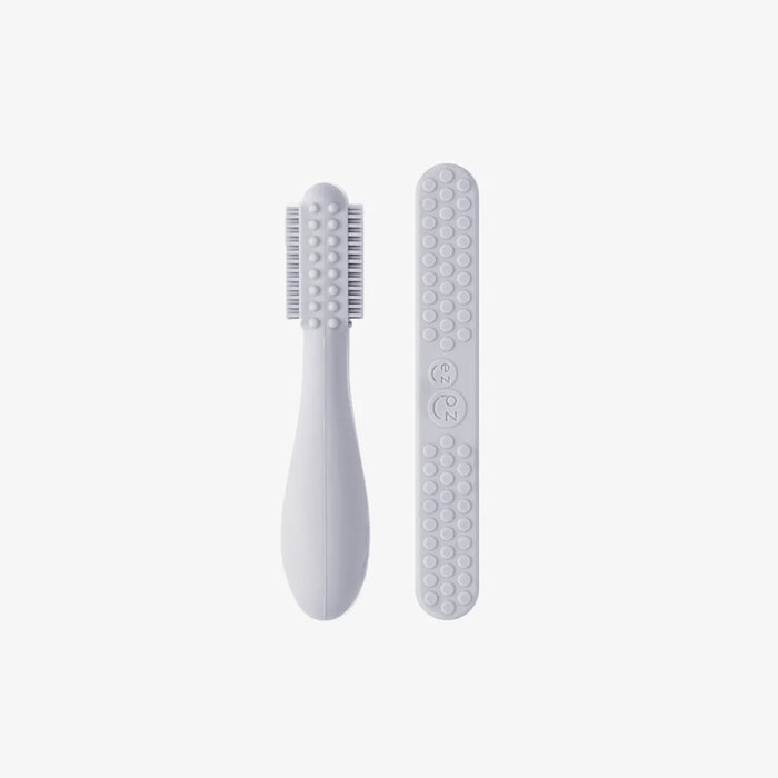 Ezpz Baby-Led Toothbrush+Sensory Tongue Depressor Dual Pack - Pewter