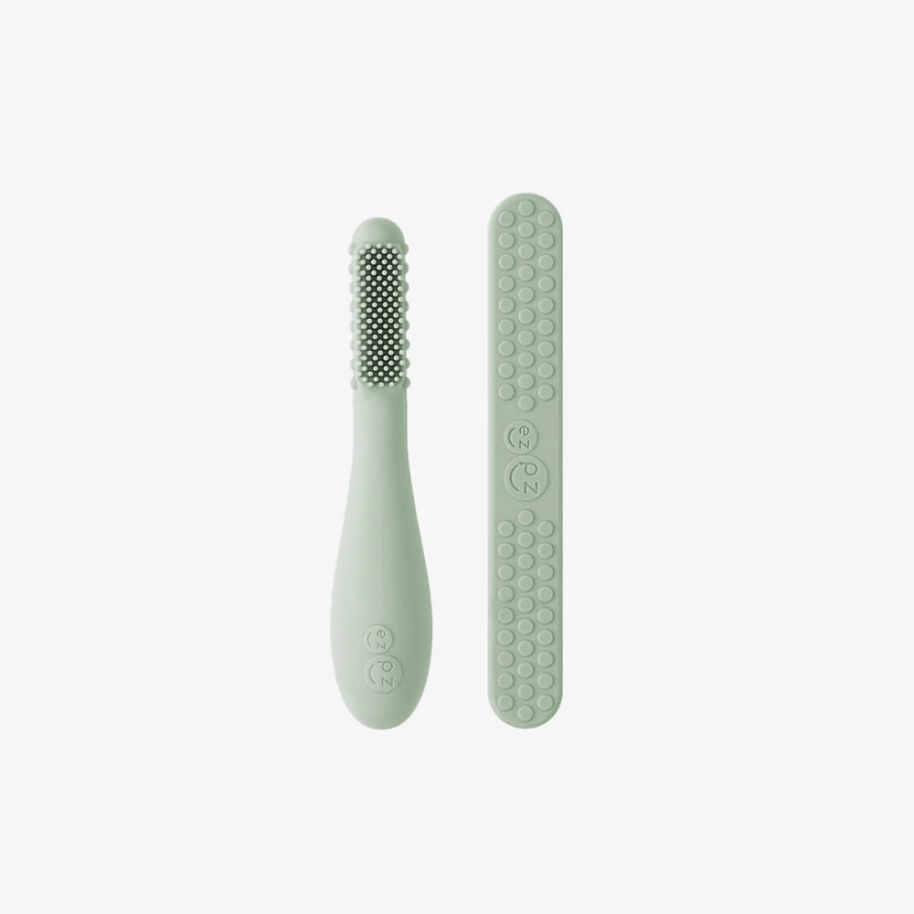 Ezpz Baby-Led Toothbrush+Sensory Tongue Depressor Dual Pack - Sage