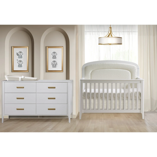 Natart Palo Convertible Crib with Upholstered Panel - White