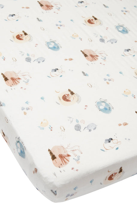 Loulou lollipop Muslin Fitted Crib Sheet - Cozy Forest