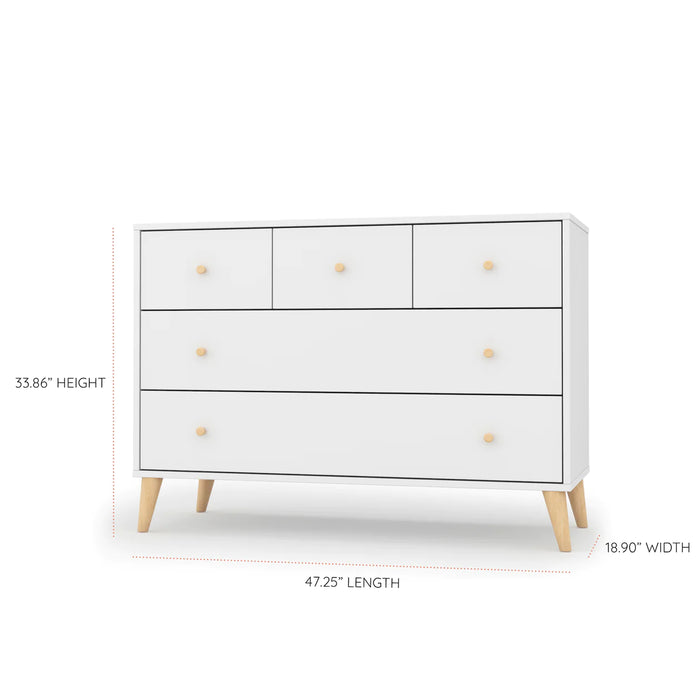 Dadada Austin 5-Drawer Dresser - White/Natural