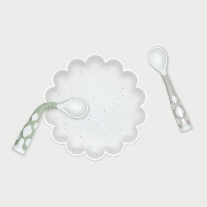 Kushies Silibend Spoons 2pk - Sand/Emerald