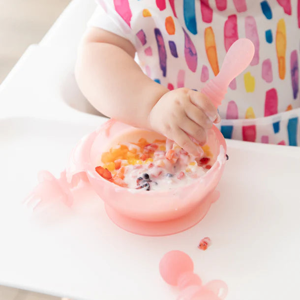 Bumkins Silicone First Feeding Set - Pink Jelly