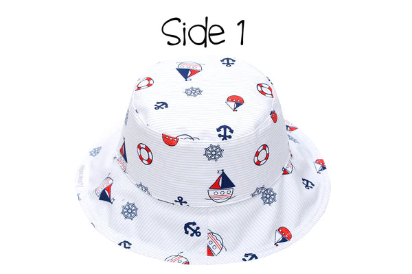 Flapjack Kids Pattern Sun Hat - Nautical