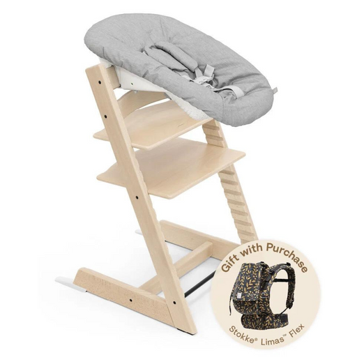 STOKKE Tripp Trapp Chair Natural + Newborn set + Limas Carrier Flex