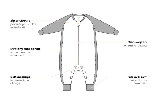 Nest Designs Long Sleeve Footed Sleep Bag 2.5T - Gazelle Sky