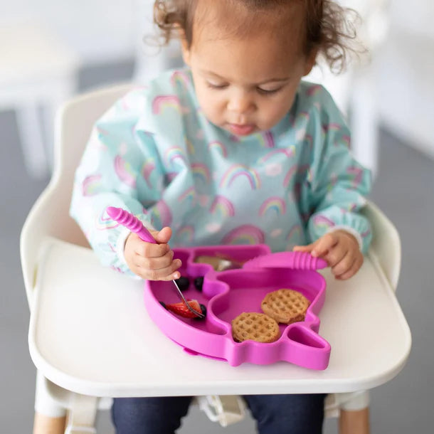 Bumkins Stainless Steel Spoon + Fork Fuchsia