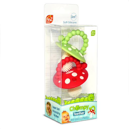 Razbaby Mushroom Silicone Teether 2pk - Red/Green