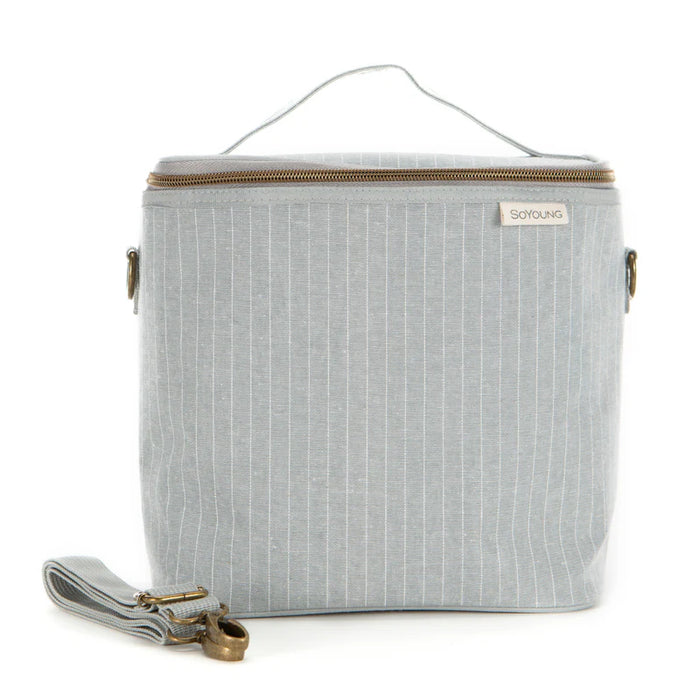 So Young Linen Lunch Poche - Pinstripe Heather Grey