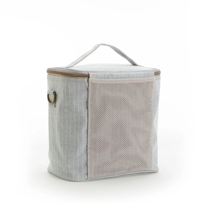 So Young Linen Lunch Poche - Pinstripe Heather Grey