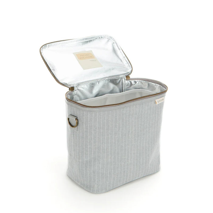 So Young Linen Lunch Poche - Pinstripe Heather Grey