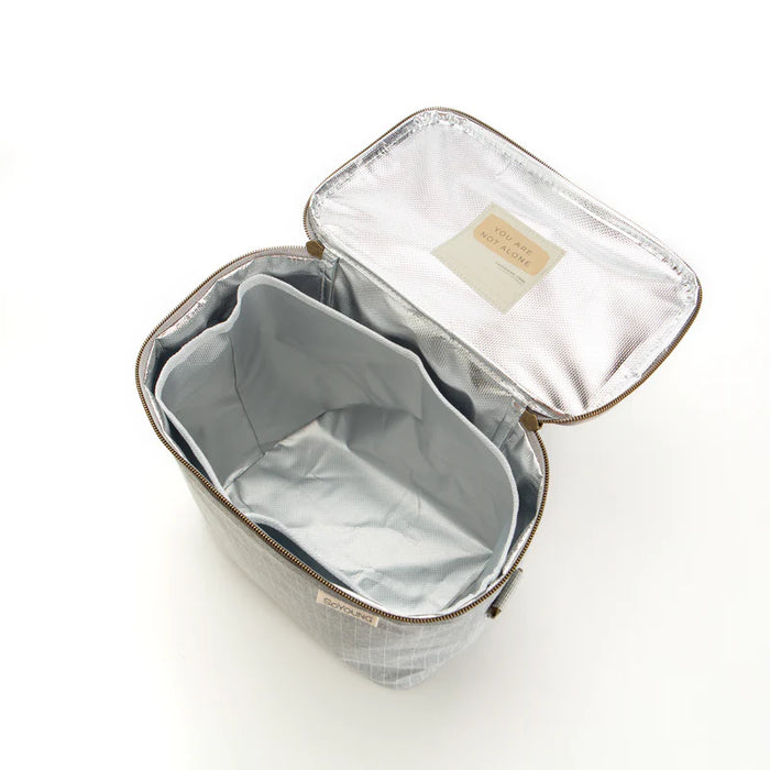 So Young Linen Lunch Poche - Pinstripe Heather Grey