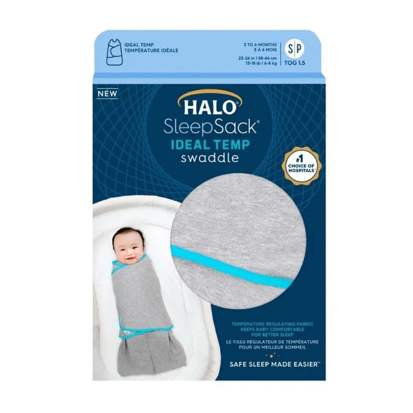 Halo Sleepsack Ideal Temp Swaddle 1.5T Heather Grey CanaBee Baby