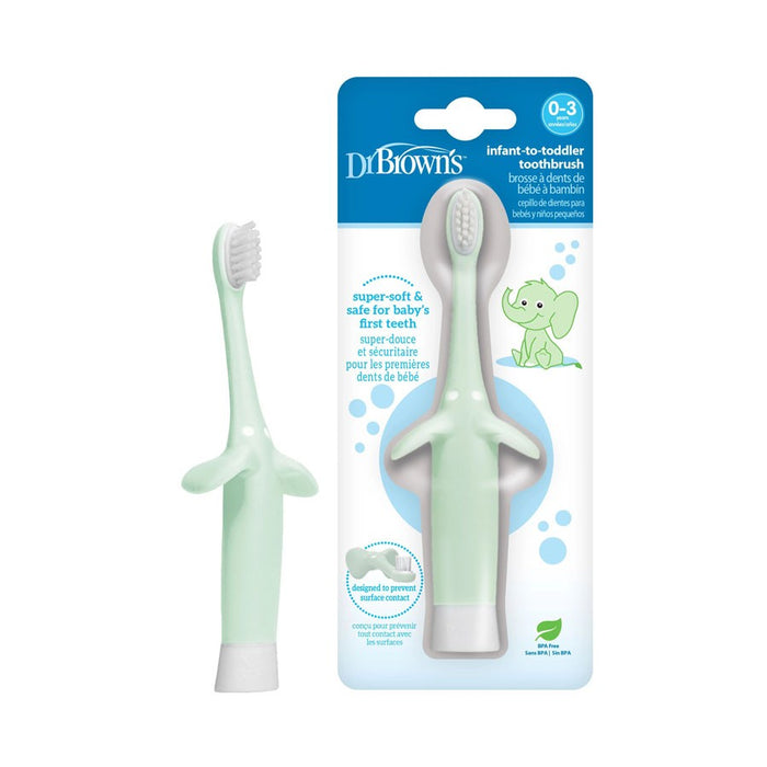 Dr Brown's Toothbrush Set - Mint Elephant 0-3Y