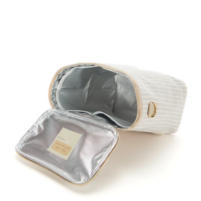 So Young Linen Lunch Poche - Sand & Stone Beach Stripe