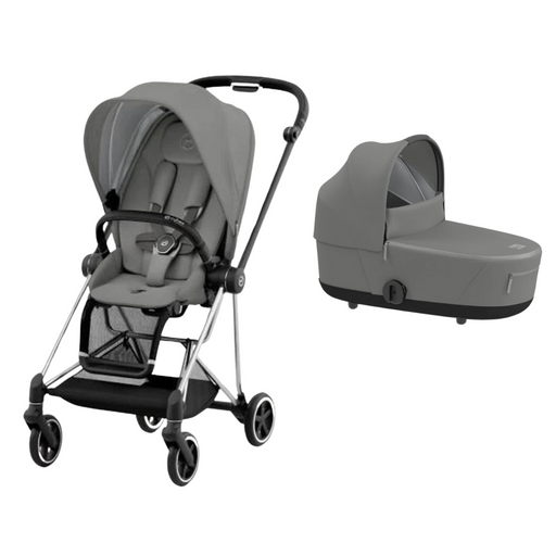 Cybex Mios 3 - Chrome Black Frame with Soho Grey Seat + Carry Cot Bundle