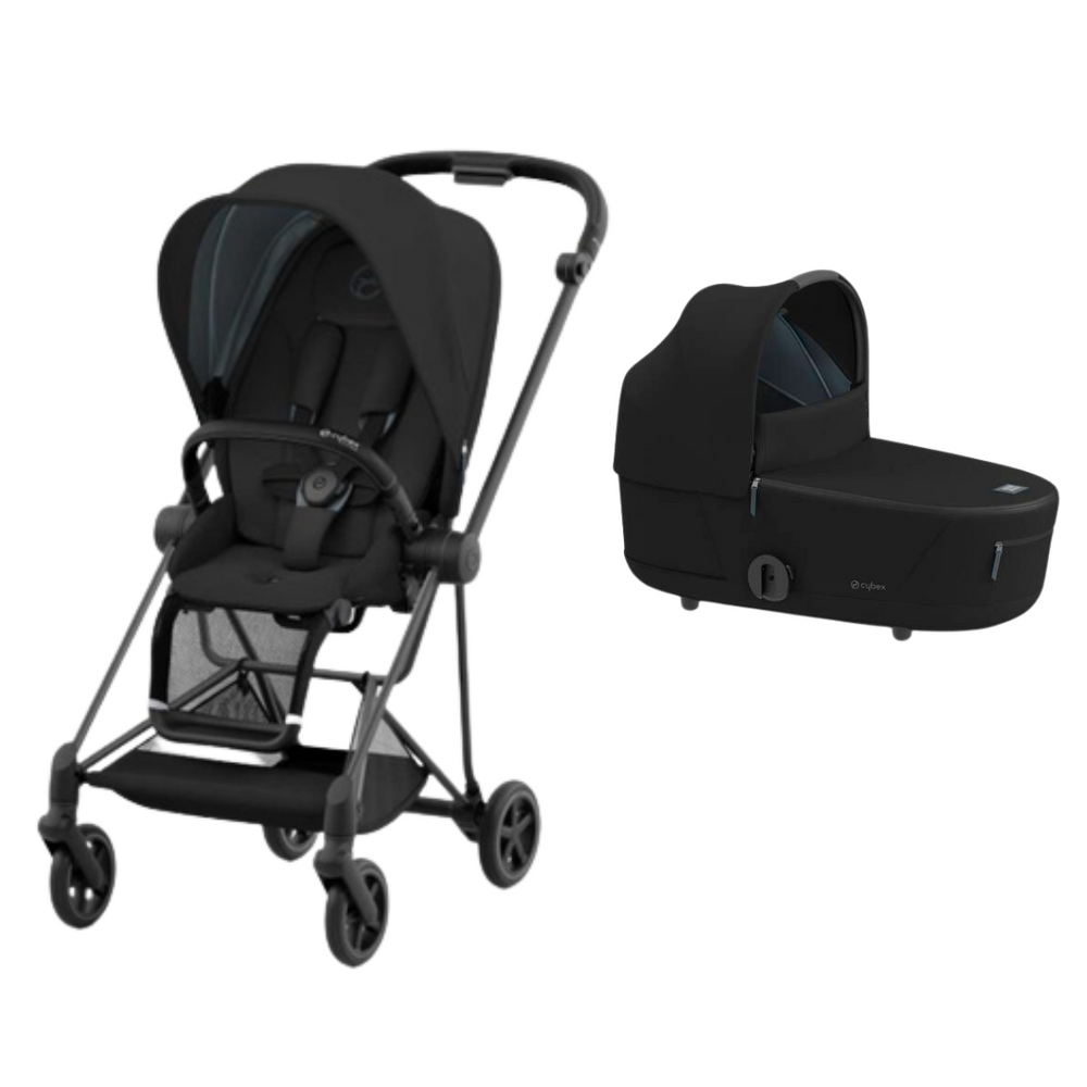 Cybex Mios3 - Matte Black Frame w/ Deep Black Seat + Carry Cot Bundle