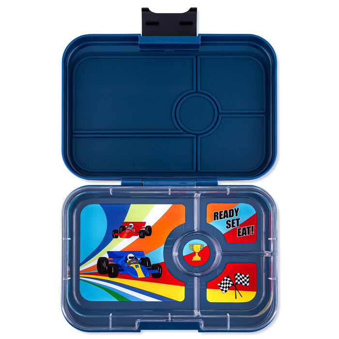 Yumbox Tapas 4C - Monte Carlo Blue w/ Race Cars Tray