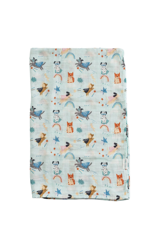 Loulou Lollipop Muslin Swaddle - Superhero Dog