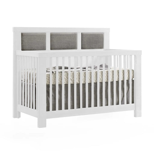 Natart Rustico Convertible Crib with Upholstered Panel - Fog Linen Weave/White (MARKHAM STORE PICKUP ONLY)