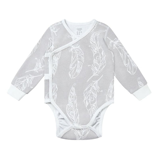 Nest Designs Organic Cotton Long Sleeve Kimono Onesie - Feather Grey